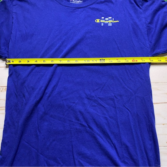 Men’s Blue Yellow Checkered Logo‎ Tee Shirt Medium - Picture 10 of 11